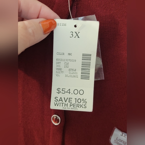 NWT Catherines Deep Burgandy Red Cardigan Sweater Size 3X - Picture 7 of 8